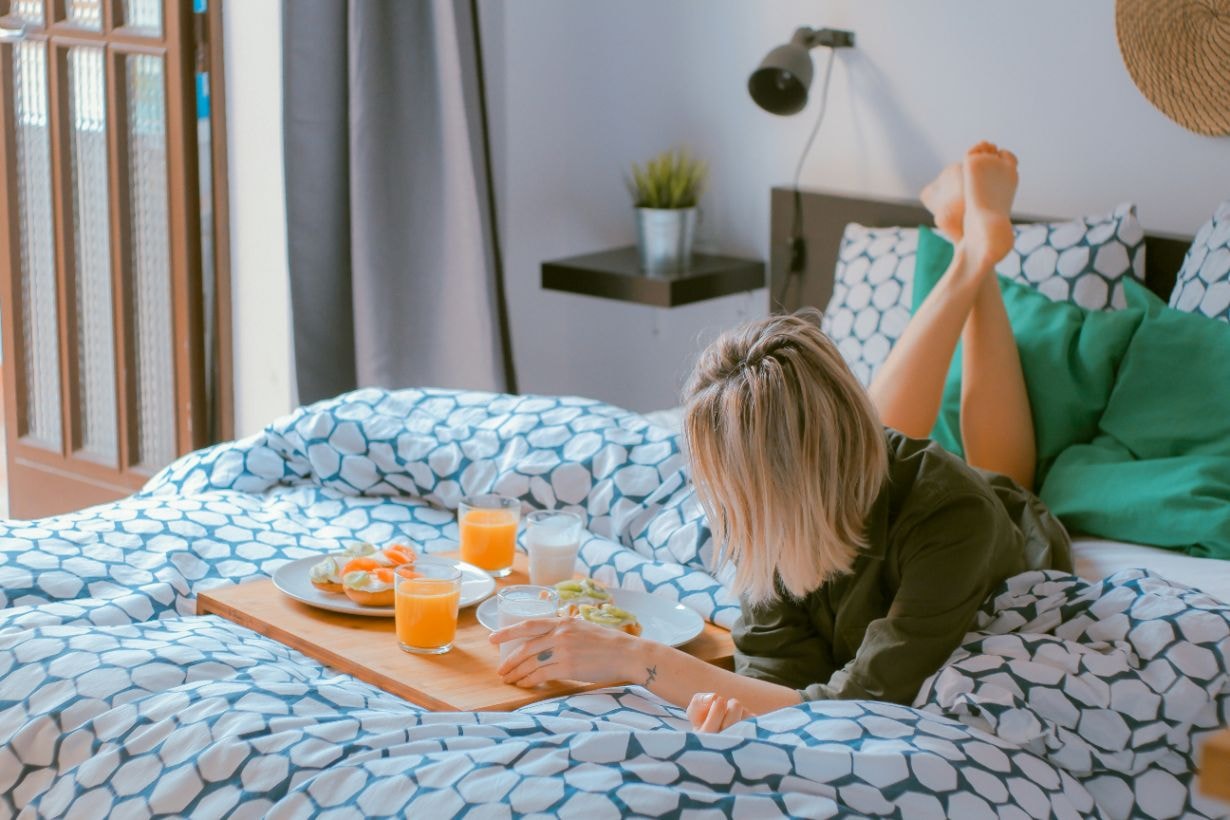 Carer relaxing at her short-term accommodation